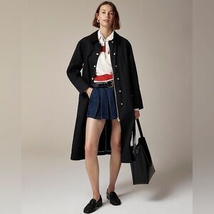 NEW J Crew Long Barn Jacket in Waxed Cotton Twill Black Gold Size XS $348 Retail